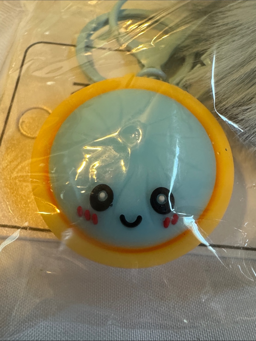 Fashion Jewelry Blue & Yellow Smiley dumpling, Keychain Plush Charm